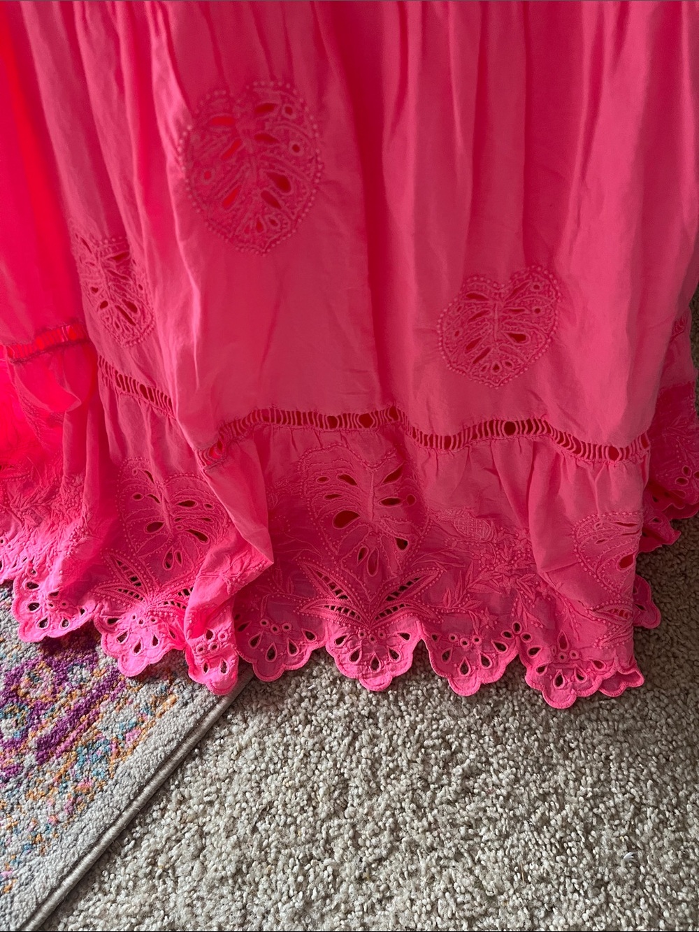 FARM Rio Hot Pink Eyelet Maxi Dress Sz. M - Picture 4 of 5